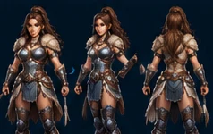 Character shown in three poses (demo art)
